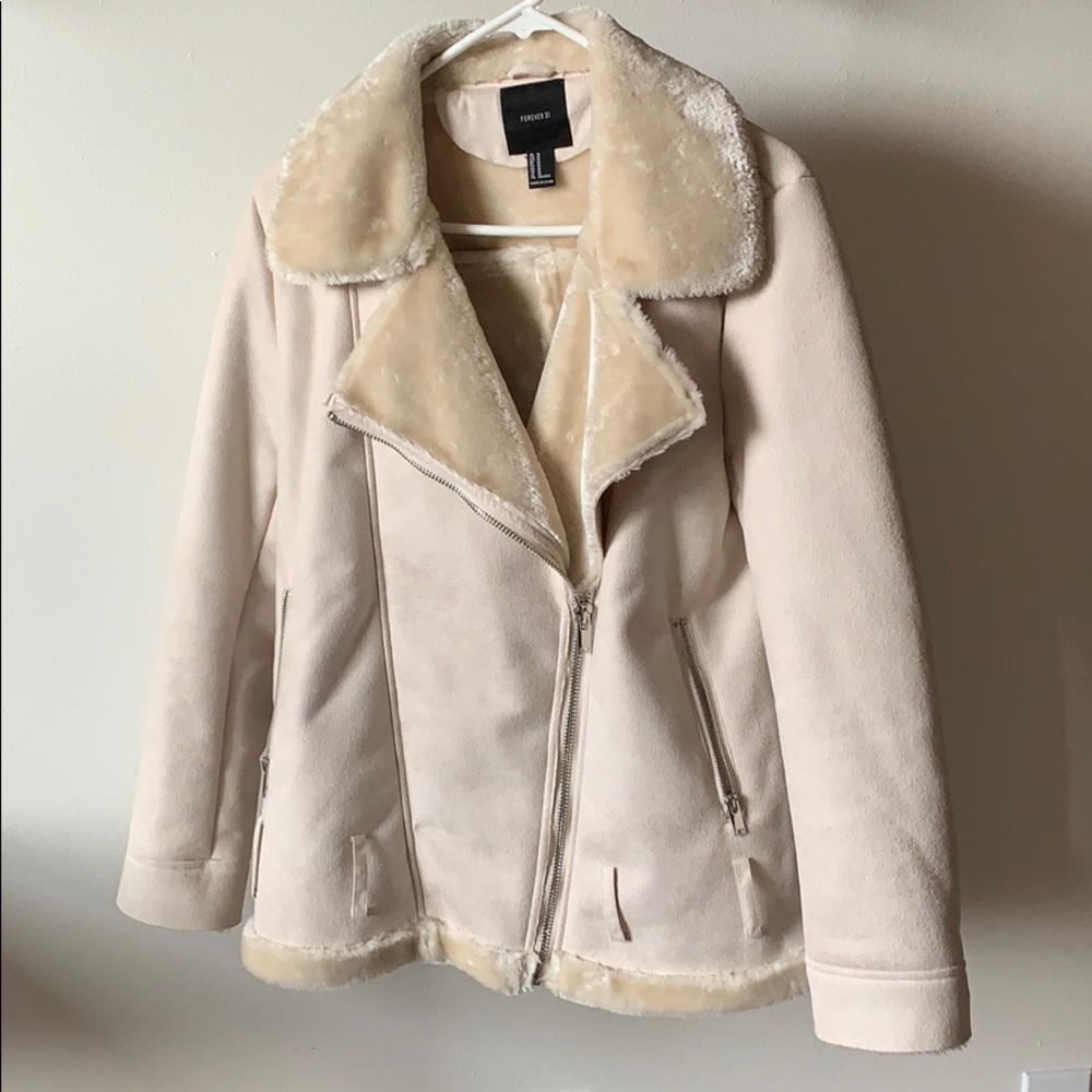Fuzzy/ suede Moto jacket